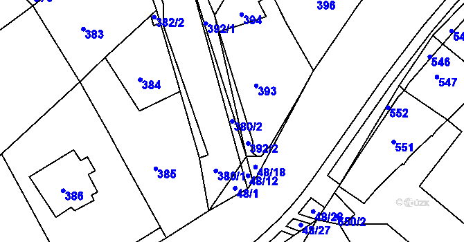 Parcela st. 380/2 v KÚ Loděnice u Berouna, Katastrální mapa