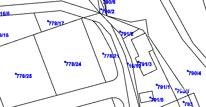Parcela st. 778/21 v KÚ Loděnice u Berouna, Katastrální mapa