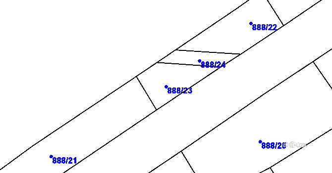 Parcela st. 888/23 v KÚ Loděnice u Berouna, Katastrální mapa