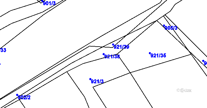 Parcela st. 921/38 v KÚ Loděnice u Berouna, Katastrální mapa