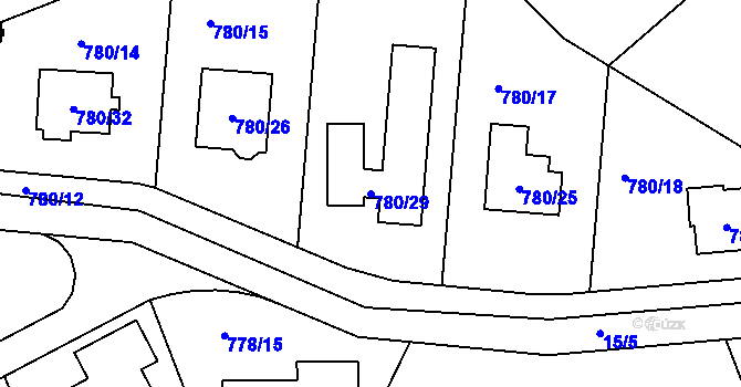 Parcela st. 780/29 v KÚ Loděnice u Berouna, Katastrální mapa