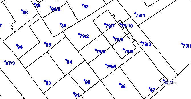 Parcela st. 79/6 v KÚ Loděnice u Berouna, Katastrální mapa