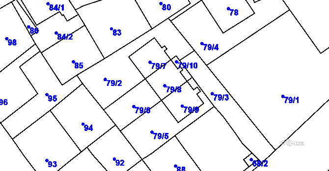 Parcela st. 79/8 v KÚ Loděnice u Berouna, Katastrální mapa