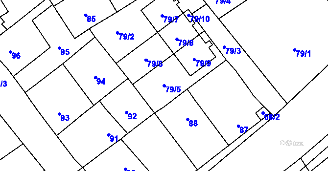 Parcela st. 79/5 v KÚ Loděnice u Berouna, Katastrální mapa