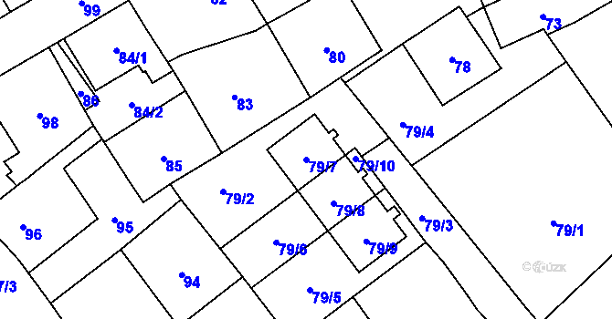 Parcela st. 79/7 v KÚ Loděnice u Berouna, Katastrální mapa