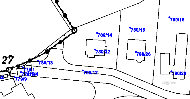 Parcela st. 780/32 v KÚ Loděnice u Berouna, Katastrální mapa