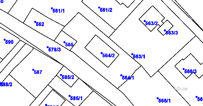 Parcela st. 564/2 v KÚ Loděnice u Berouna, Katastrální mapa