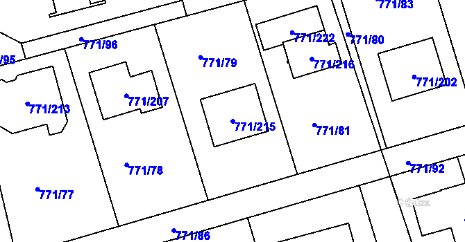 Parcela st. 771/215 v KÚ Loděnice u Berouna, Katastrální mapa