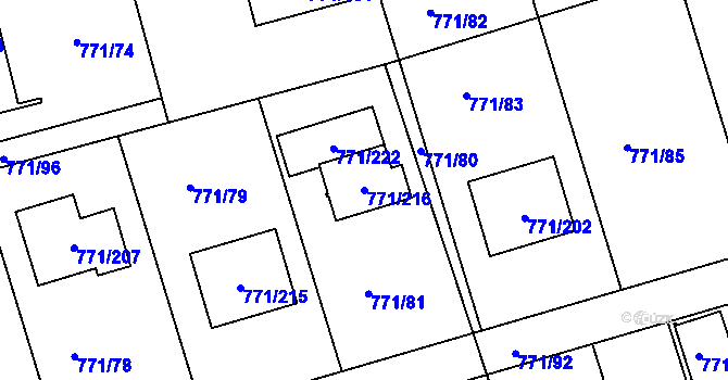Parcela st. 771/216 v KÚ Loděnice u Berouna, Katastrální mapa