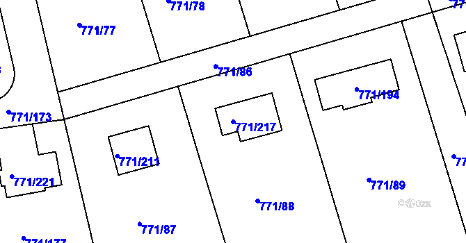 Parcela st. 771/217 v KÚ Loděnice u Berouna, Katastrální mapa