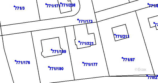Parcela st. 771/221 v KÚ Loděnice u Berouna, Katastrální mapa