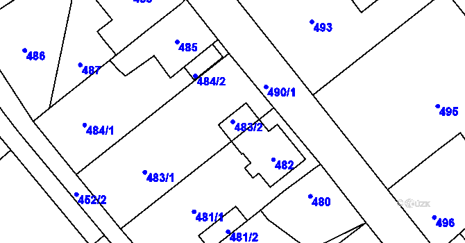 Parcela st. 483/2 v KÚ Loděnice u Berouna, Katastrální mapa