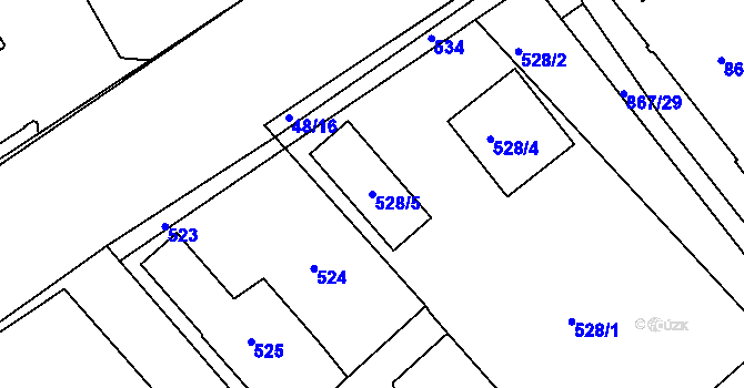 Parcela st. 528/5 v KÚ Loděnice u Berouna, Katastrální mapa