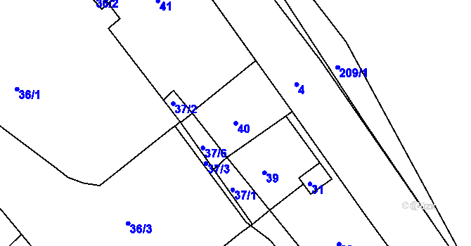Parcela st. 40 v KÚ Lodenice, Katastrální mapa