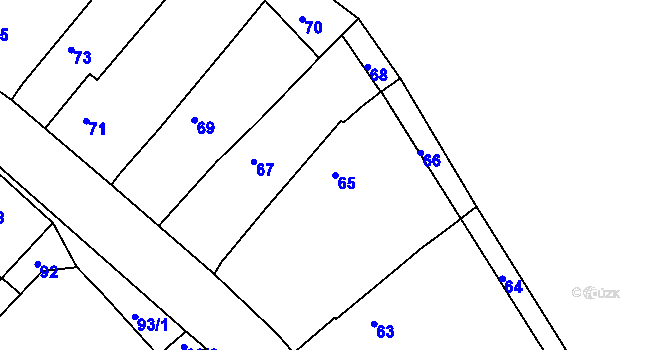 Parcela st. 65 v KÚ Lodenice, Katastrální mapa