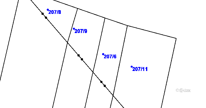 Parcela st. 207/6 v KÚ Lodenice, Katastrální mapa
