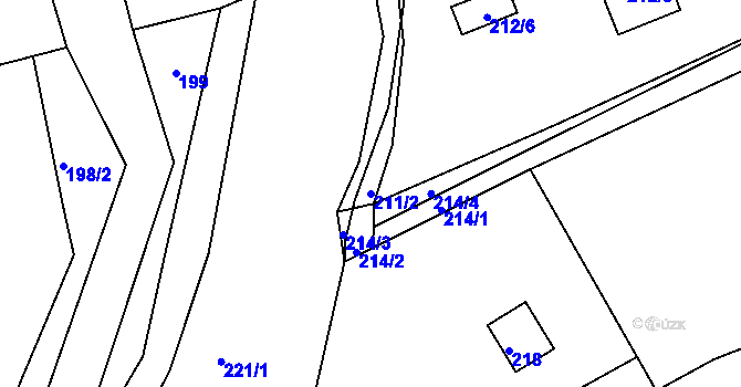 Parcela st. 211/2 v KÚ Lodenice, Katastrální mapa