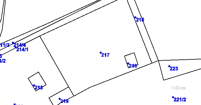 Parcela st. 217 v KÚ Lodenice, Katastrální mapa