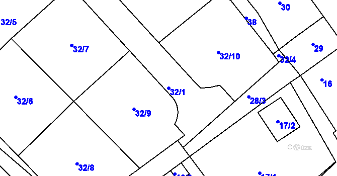Parcela st. 32/1 v KÚ Lodenice, Katastrální mapa