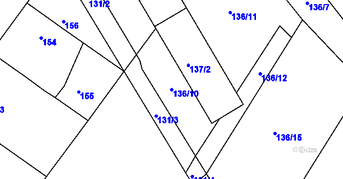 Parcela st. 136/10 v KÚ Lodenice, Katastrální mapa