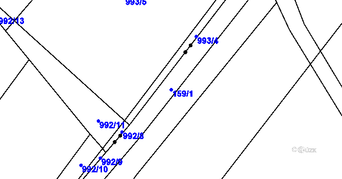 Parcela st. 159/1 v KÚ Lodenice, Katastrální mapa