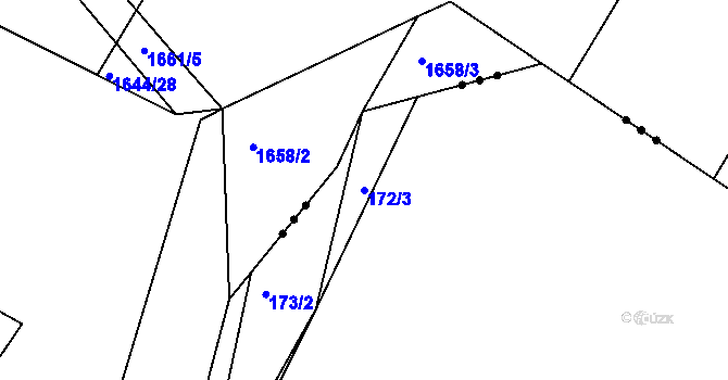 Parcela st. 172/3 v KÚ Lodenice, Katastrální mapa