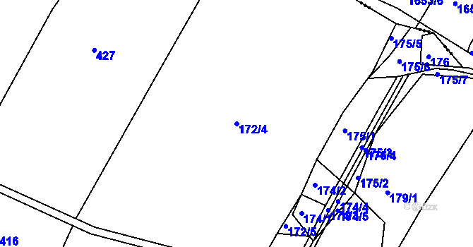 Parcela st. 172/4 v KÚ Lodenice, Katastrální mapa