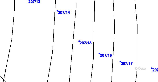 Parcela st. 207/15 v KÚ Lodenice, Katastrální mapa