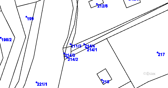 Parcela st. 214/4 v KÚ Lodenice, Katastrální mapa