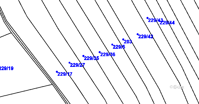 Parcela st. 229/36 v KÚ Lodenice, Katastrální mapa