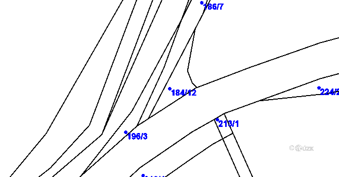 Parcela st. 184/12 v KÚ Lodenice, Katastrální mapa