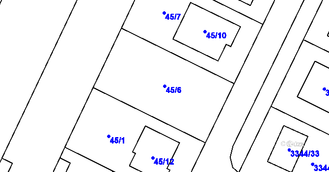 Parcela st. 45/6 v KÚ Loděnice u Moravského Krumlova, Katastrální mapa