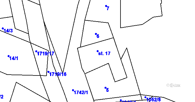 Parcela st. 17 v KÚ Lodhéřov, Katastrální mapa
