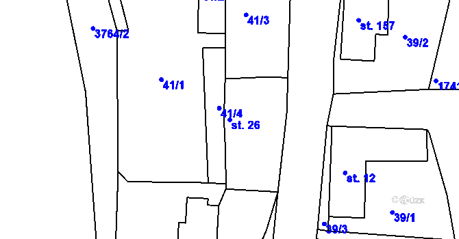 Parcela st. 26 v KÚ Lodhéřov, Katastrální mapa
