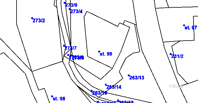 Parcela st. 99 v KÚ Lodhéřov, Katastrální mapa
