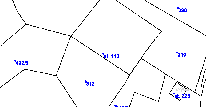 Parcela st. 113 v KÚ Lodhéřov, Katastrální mapa