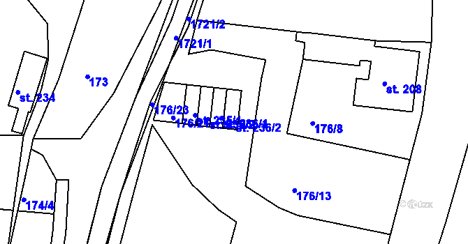 Parcela st. 236/2 v KÚ Lodhéřov, Katastrální mapa