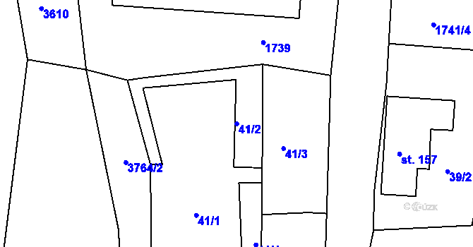 Parcela st. 41/2 v KÚ Lodhéřov, Katastrální mapa