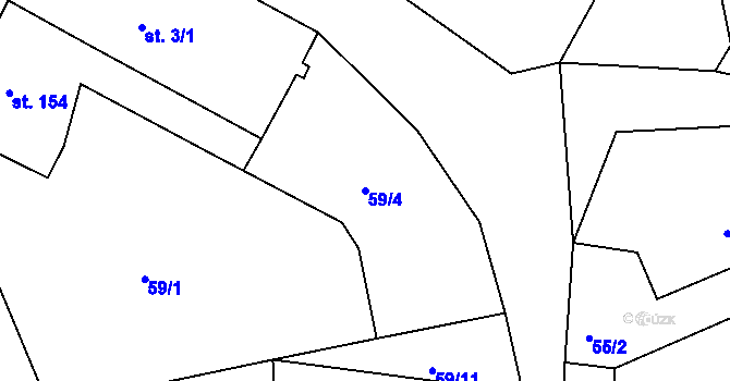 Parcela st. 59/4 v KÚ Lodhéřov, Katastrální mapa