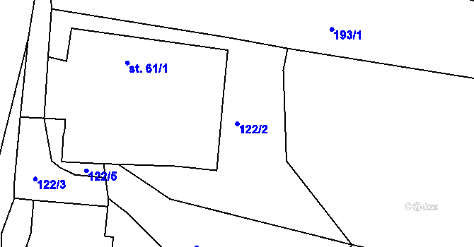 Parcela st. 122/2 v KÚ Lodhéřov, Katastrální mapa