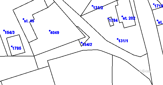 Parcela st. 154/2 v KÚ Lodhéřov, Katastrální mapa