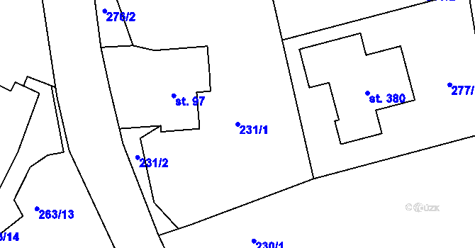 Parcela st. 231/1 v KÚ Lodhéřov, Katastrální mapa