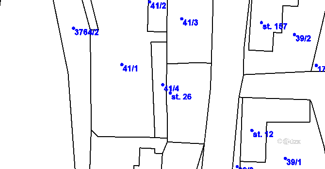 Parcela st. 41/4 v KÚ Lodhéřov, Katastrální mapa