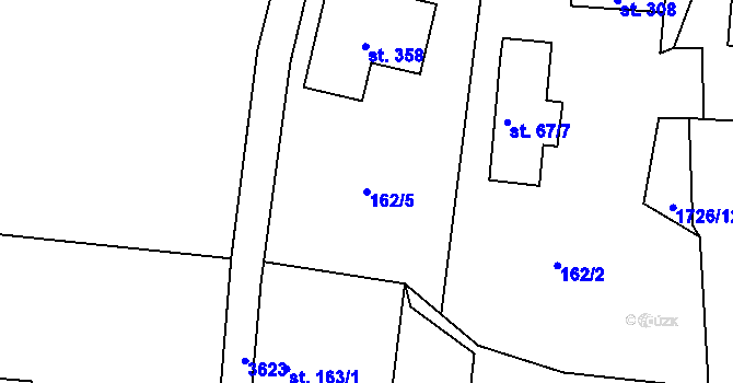 Parcela st. 162/5 v KÚ Lodhéřov, Katastrální mapa