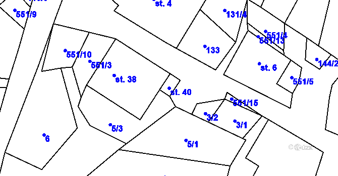 Parcela st. 40 v KÚ Najdek u Lodhéřova, Katastrální mapa