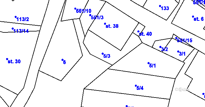 Parcela st. 5/3 v KÚ Najdek u Lodhéřova, Katastrální mapa
