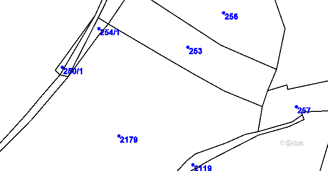 Parcela st. 251/1 v KÚ Najdek u Lodhéřova, Katastrální mapa