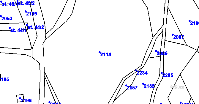 Parcela st. 2114 v KÚ Najdek u Lodhéřova, Katastrální mapa