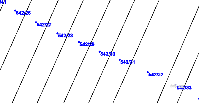 Parcela st. 542/30 v KÚ Lodín, Katastrální mapa