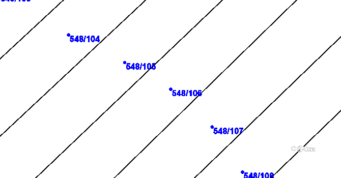 Parcela st. 548/106 v KÚ Lodín, Katastrální mapa